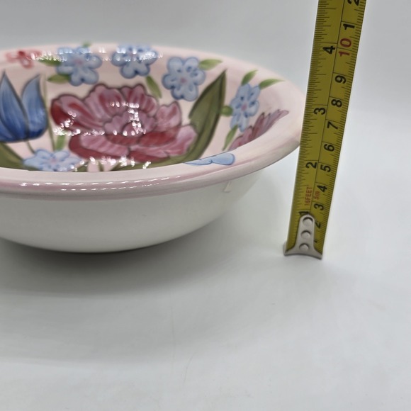 Certified International 8.5" Pasta Salad Bowl Pink Blue Flowers Floral Botanical - Picture 3 of 8